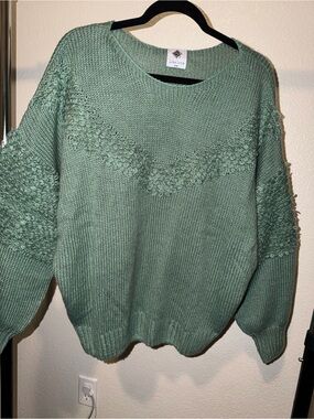 Women's Textured Knit Sweater - Sage Green